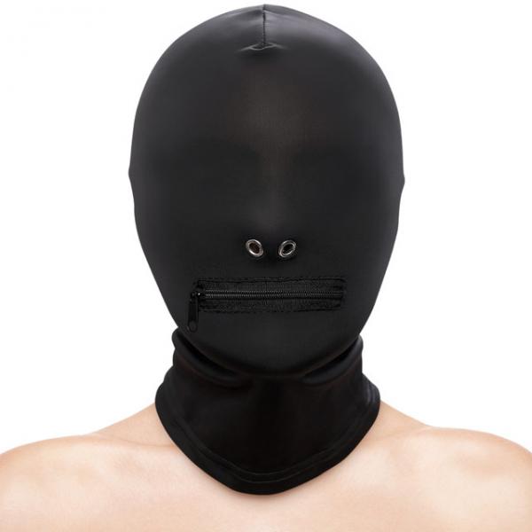 Fetish & Fantasy Zippered Mouth Hood Black