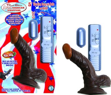 Afro American Whopper 5in Vibrating Brown