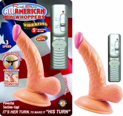 All American 5in Curved Dong W/Balls Flesh