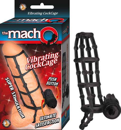 Macho Vibrating Cockcage Black - Click Image to Close