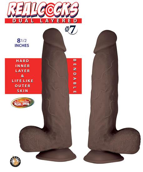 Realcocks Dual Layered #7 Dark Brown Dildo - Click Image to Close