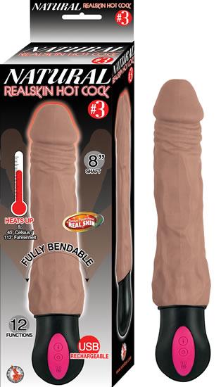 Natural Realskin Hot Cock #3 Brown Vibrating Dildo - Click Image to Close