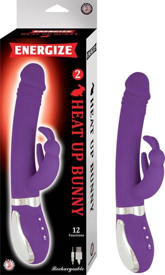 Energize Heat Up Bunny 2 Rabbit Vibrator Purple - Click Image to Close