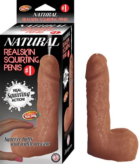 Natural Realskin Squirting Penis #1 Brown Dildo - Click Image to Close