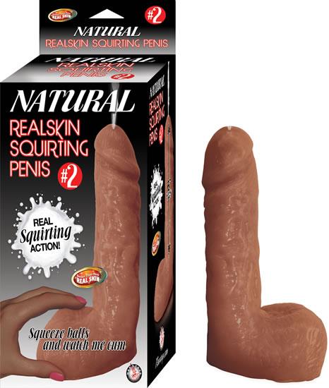 Natural Realskin Squirting Penis #2 Brown Dildo - Click Image to Close