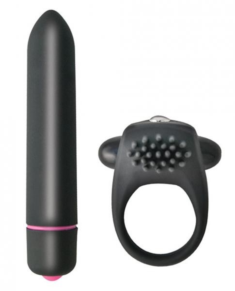 Intense Cockring & Bullet Vibrator Black - Click Image to Close