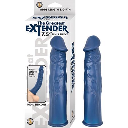 The Greatest Extender 7.5 inches Penis Sleeve Blue - Click Image to Close