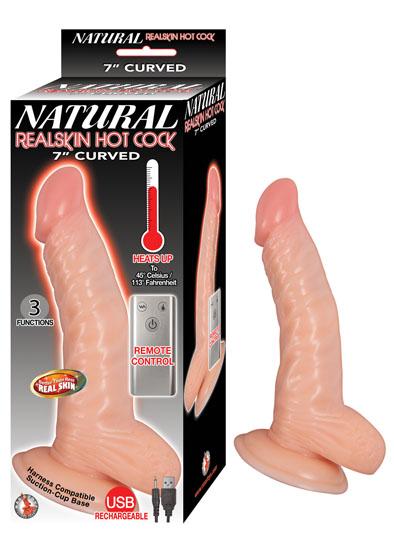 Natural Realskin Hot Cock Curved 7in Flesh - Click Image to Close