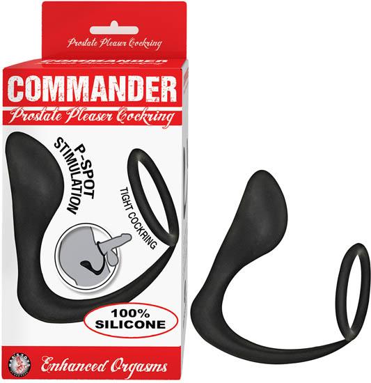 Commander Prostate Pleaser Cockring Black - Click Image to Close