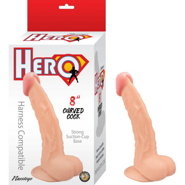 Hero 8in Curved Cock White - Click Image to Close