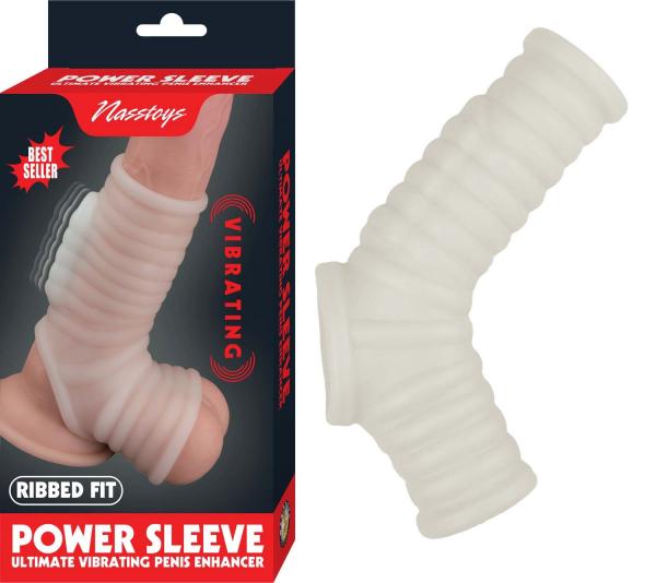 Vibrating Power Sleeve Ribbed Fit White