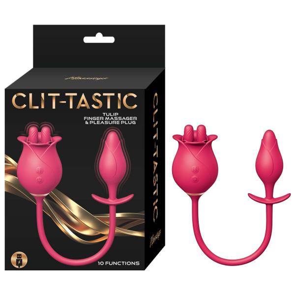 Clit-tastic Tulip Finger Massager & Plug Red - Click Image to Close