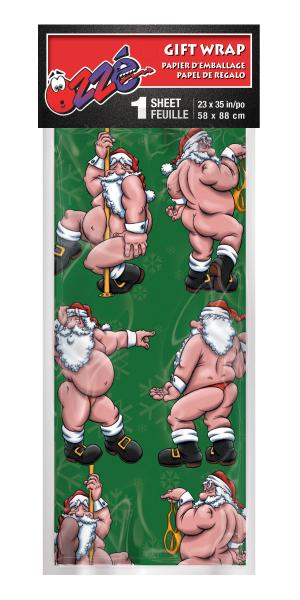 Santa Stripper Holiday Gift Wrap - Click Image to Close