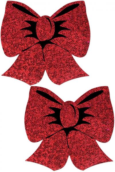 Pastease Holographic Red Bows Pasties - Click Image to Close