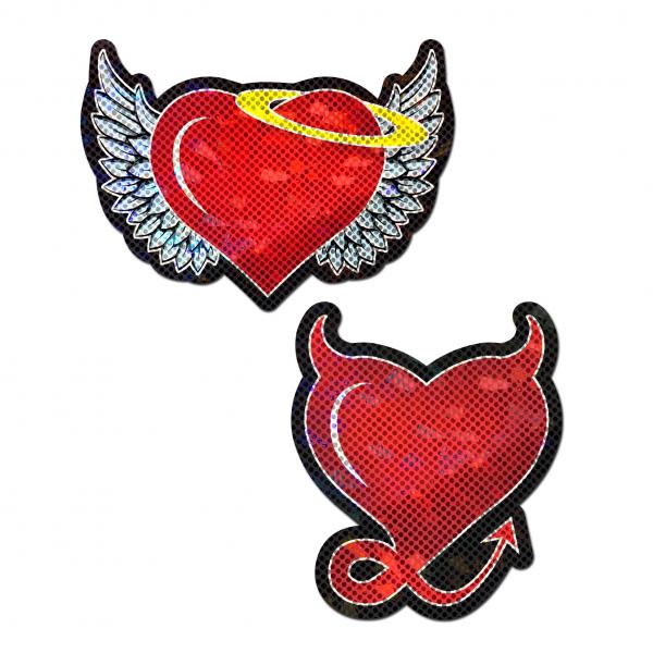 Pastease Devil Heart Red Glitter Hearts W/ Wings - Click Image to Close