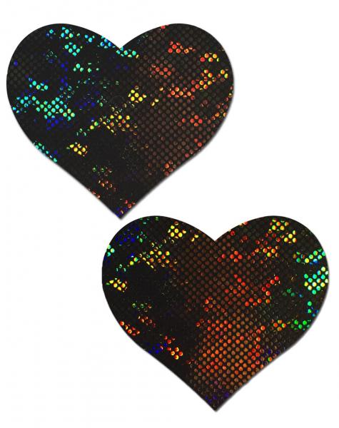 Pastease Love Shattered Glass Disco Ball Black Heart Nipple Pasties - Click Image to Close