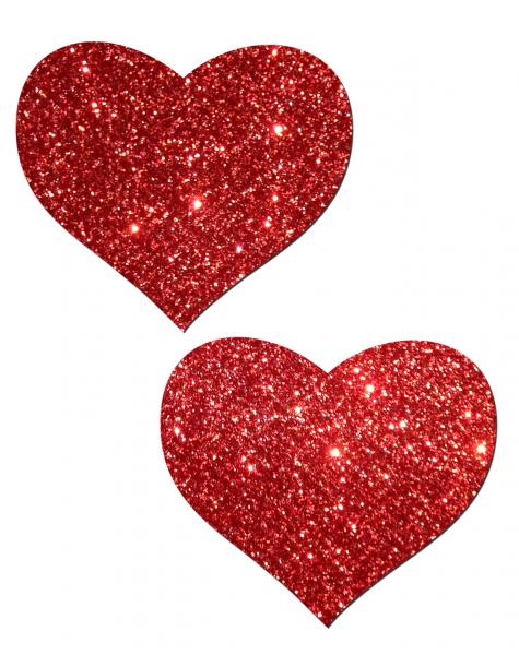 Heart Red Glitter Pasties O/S