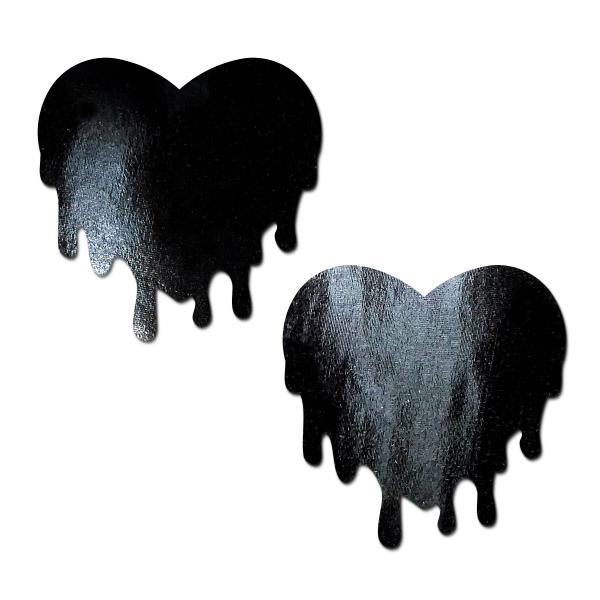 Pastease Faux Latex Black Melty Hearts - Click Image to Close