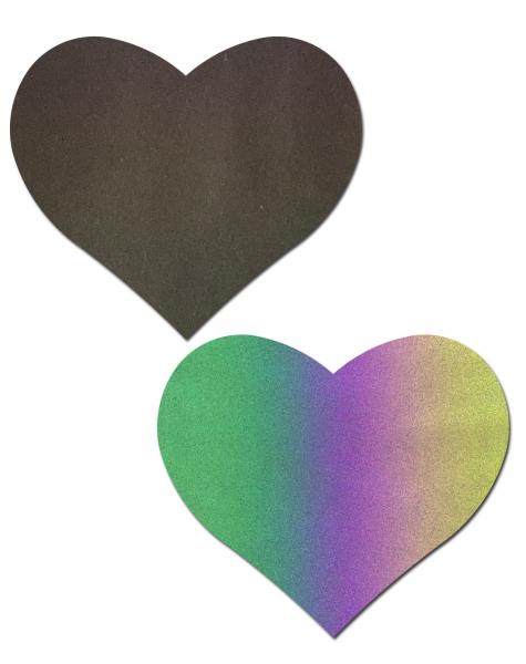 Pastease Reflective Rainbow Heart Nipple Pasties - Click Image to Close