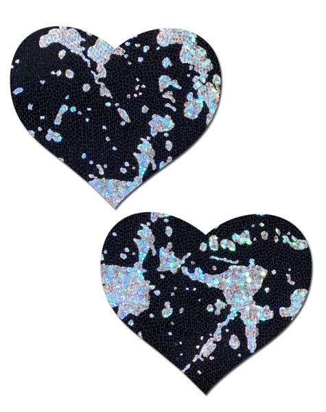 Pastease Splatter Holographic Heart Black/silver - Click Image to Close