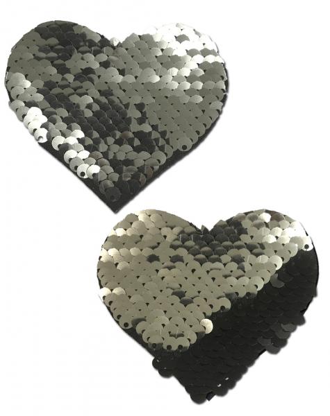 Pastease Silver & Black Color Changing Sequin Hearts - Click Image to Close