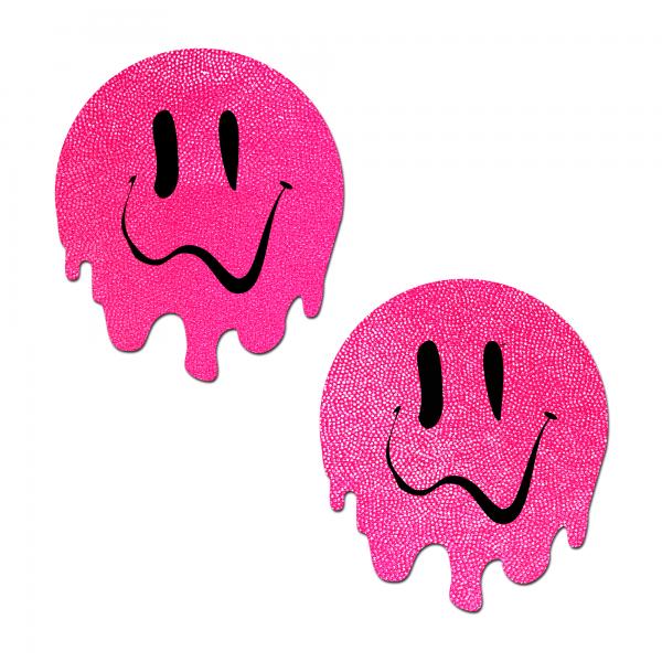 Pastease Melty Smiley Face Neon Pink Pasties - Click Image to Close