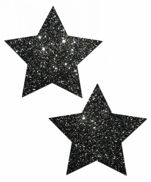 Rockstar Black Glitter Star Pasties O/S - Click Image to Close