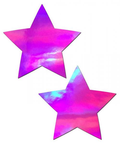 Pastease Holographic Star Pink Pasties O/S - Click Image to Close