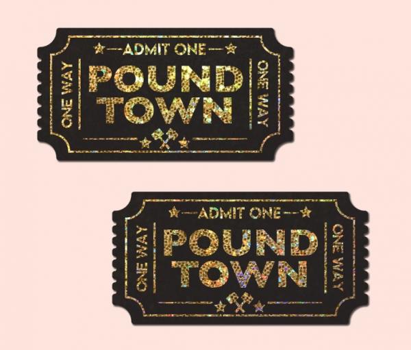 Pastease Pound Town One-way Tickets Gold Glitter - Click Image to Close