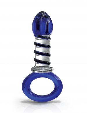 Icicles No 81 Blue Glass Massager with Ring End - Click Image to Close