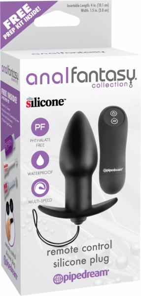 Anal Fantasy Collection Remote Control Silicone Plug - Black