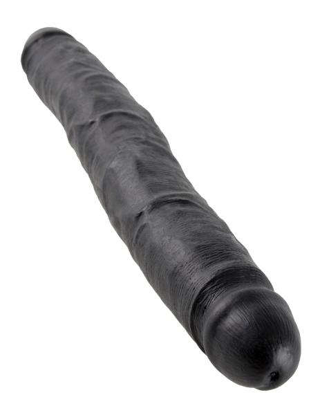 King Cock 12 Inches Slim Double Dildo Black