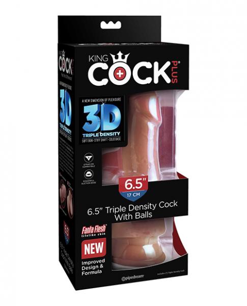 King Cock Plus 6.5 In Triple Density Cock W/ Balls Tan - Click Image to Close