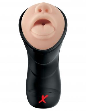 PDX Elite Deep Throat Vibrating Stroker Beige