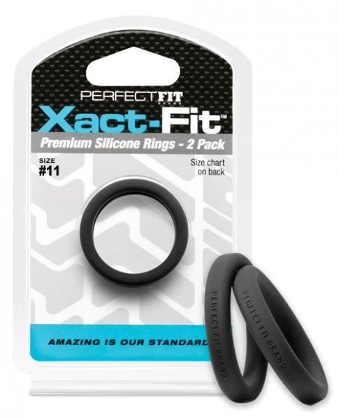 Perfect Fit Xact-Fit #11 2 Pack Black Cock Rings - Click Image to Close