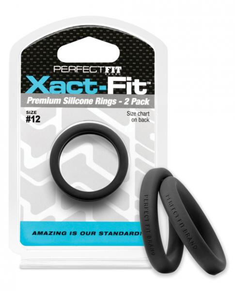 Perfect Fit Xact-Fit #12 2 Pack Black Cock Rings - Click Image to Close