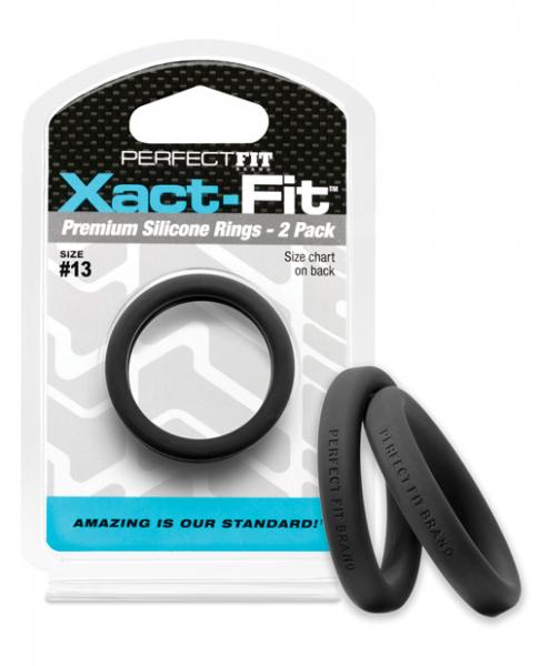 Perfect Fit Xact-Fit #13 2 Pack Black Cock Rings - Click Image to Close