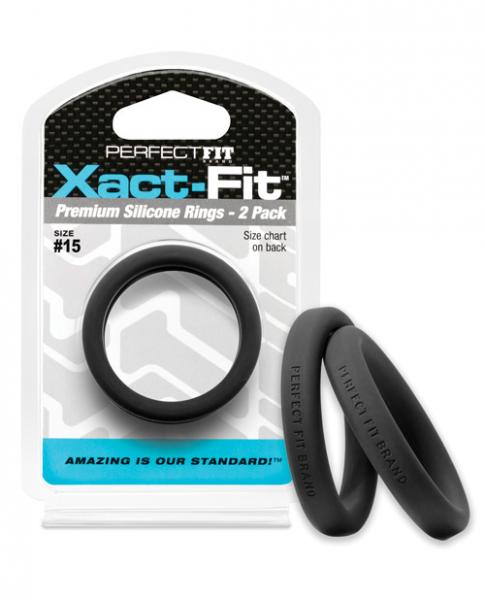 Perfect Fit Xact-Fit #15 2 Pack Black Cock Rings - Click Image to Close