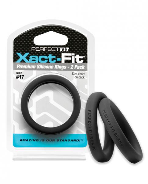 Perfect Fit Xact-Fit #17 2 Pack Black Cock Rings - Click Image to Close