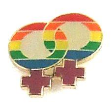 Gaysentials Lapel Pin Rainbow Double Female - Click Image to Close