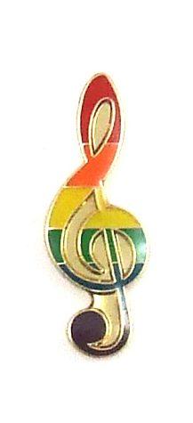 Gaysentials Lapel Pin Rainbow Musical Note - Click Image to Close