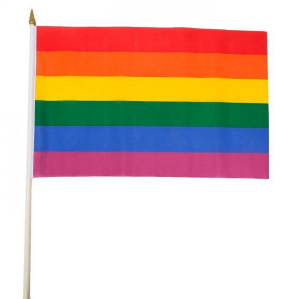 Gaysentials Rainbow Stick Flag 4 inches by 6 inches - Click Image to Close