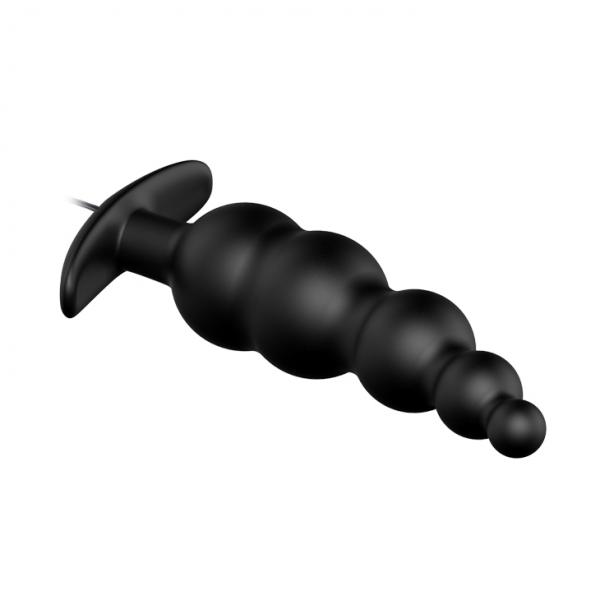 Pretty Love Vibrating Bead Butt Plug Black - Click Image to Close