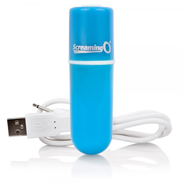 Screaming O Charged Vooom Rechargeable Bullet Vibe Blue - Click Image to Close