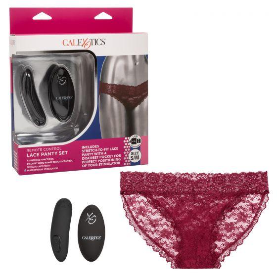 Remote Control Lace Panty Set S/m Burgundy