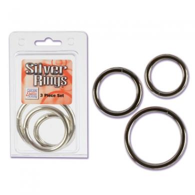 Silver Cock Ring - 3 pc Set - Click Image to Close