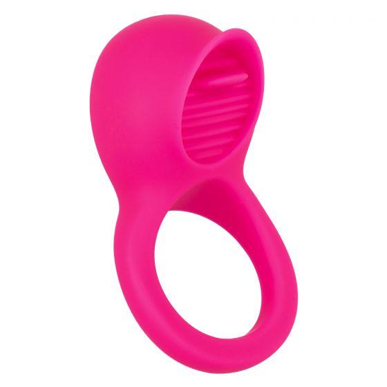 Teasing Tongue Enhancer Pink Vibrating Cock Ring - Click Image to Close