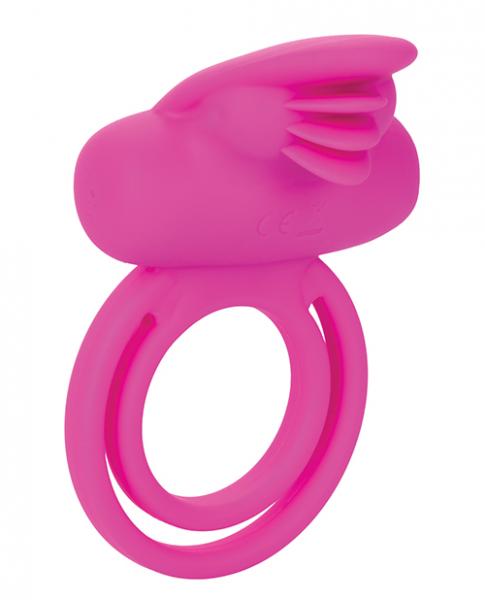 Dual Clit Flicker Enhancer Vibrating Cock Ring Pink - Click Image to Close