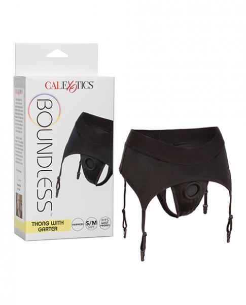 Boundless Thong W/ Garter S/m Harness Black