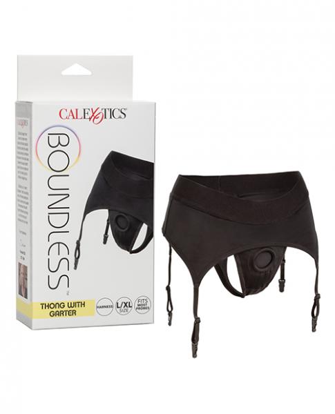 Boundless Thong W/ Garter L/xl Harness Black